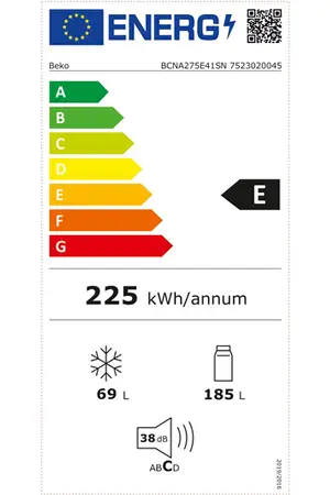 Réfrigérateur congélateur en bas Beko BCNA275E41SN - Encastrable 178 cm