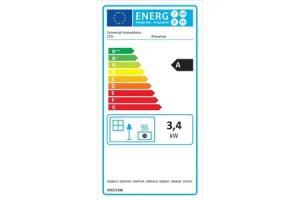 Poêle à gaz Universal Poêle à gaz Fonte véritable 3,4KW noir Effet feu + Tuyau gaz + détendeur butane Provence