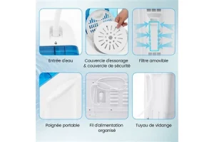 Mini lave-linge Giantex Mini Machine a Laver Portable à Double Cuve - Capacité 8,5 kg Blanc+Bleu