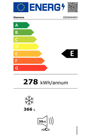 Congélateur armoire Siemens GS58NAWEV