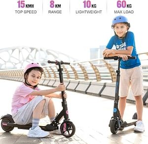 EVERCROSS EV06C Trottinette électrique, 6,5'' Trottinette électrique Pliable pour Enfants 6-12 Ans, Vitesse maximale 15 KM/H et 8 KM, Affichage LED, Lumières LED colorées, Trottinette légère pour Enfants