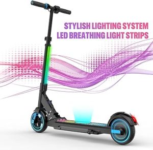 EVERCROSS EV06C Trottinette électrique, 6,5'' Trottinette électrique Pliable pour Enfants 6-12 Ans, Vitesse maximale 15 KM/H et 8 KM, Affichage LED, Lumières LED colorées, Trottinette légère pour Enfants