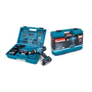 MAKITA Perceuse visseuse à percussion HP457DWE10 - 2x18V - 1,5Ah - 74 accessoires