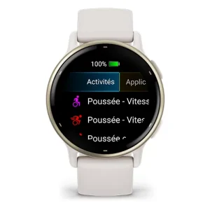 Montre sport GARMIN Vivoactive 5 Cream gold bracelet ivoire